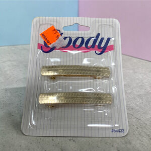 NEW Vintage 1993 Goody 2 Clips Hair Barrettes Auto Clasp 64432 Gold Tone Sealed